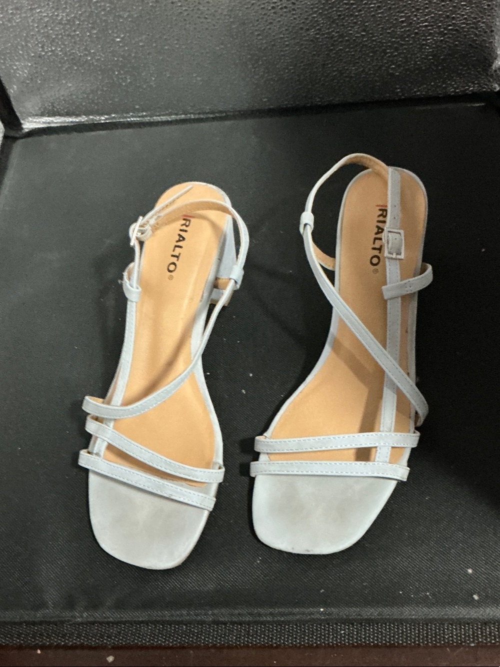 Rialto Pale Blue Strappy Square-Toe Flat Sandals